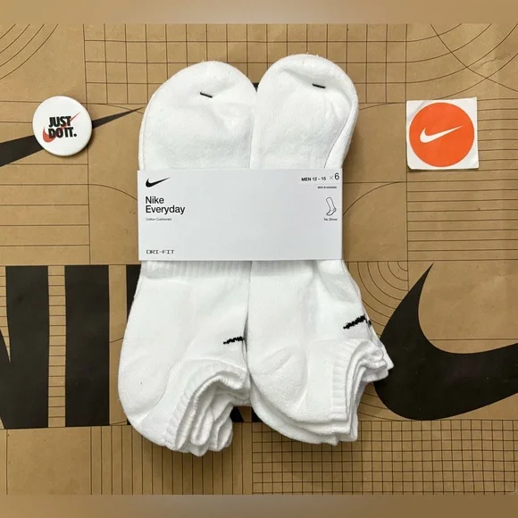 Nike everyday cotton cushioned no show ankle socks 12 pairs white black S M L XL - Picture 7 of 15